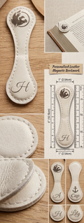 Custom Engraved Leather Magnetic Bookmark – Personalized Gift for Book Lovers & Readers