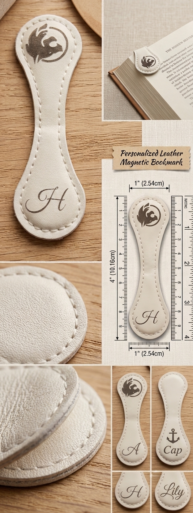 Custom Engraved Leather Magnetic Bookmark – Personalized Gift for Book Lovers & Readers