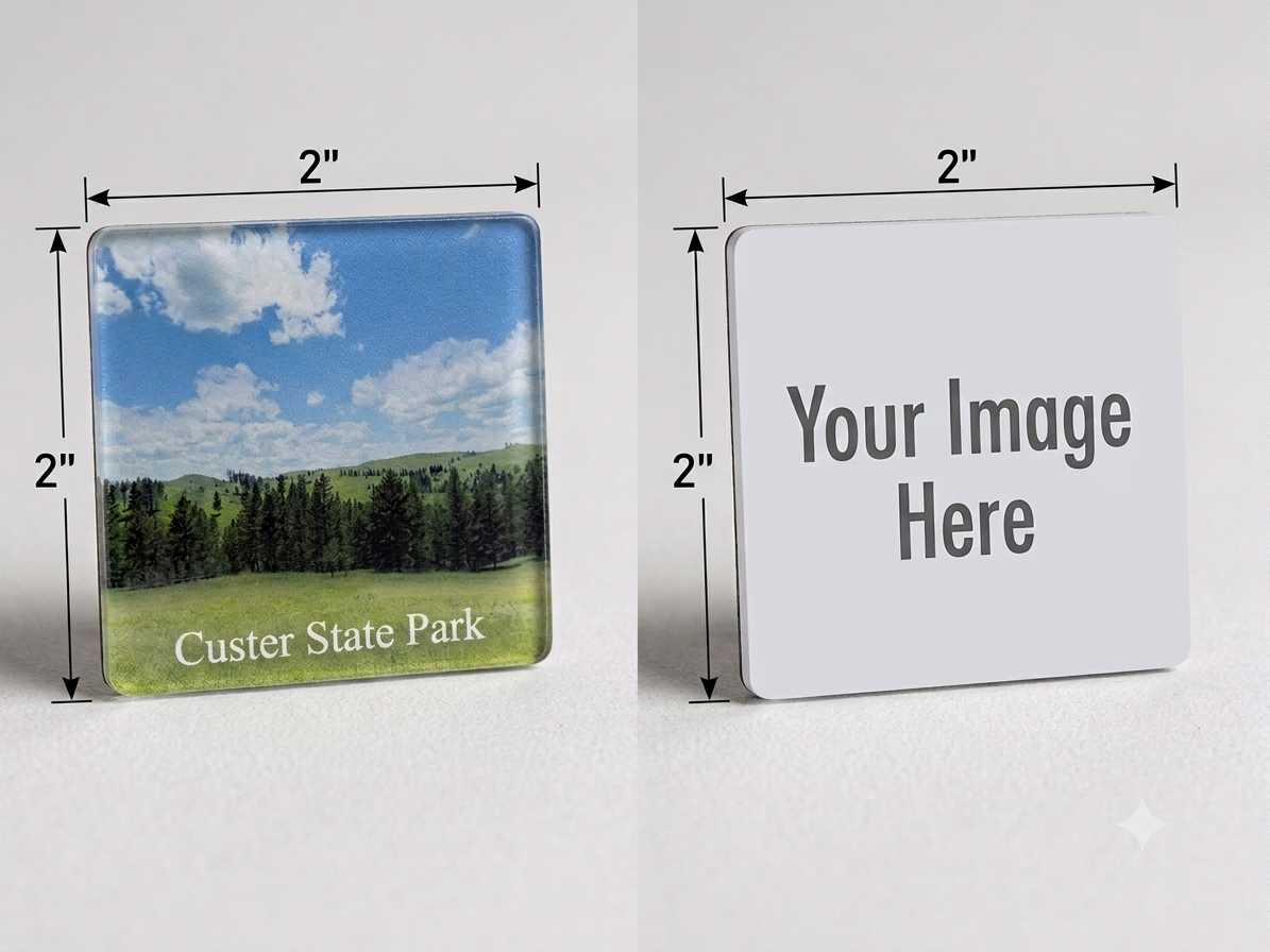 Custom Square Acrylic Photo Magnet – 2"x2" Personalized Picture Magnet for Fridge & Office